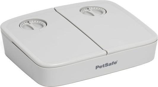 Petsafe Analog 2 Meal Programmable Pet Feeder, Automatic Dog and Cat Feeder - Dry or Semi-Moist Pet Food Dispenser, Slow Feed Portion Control (3 Cup/16 Ounce Total Capacity), Tamper-Resistant Design