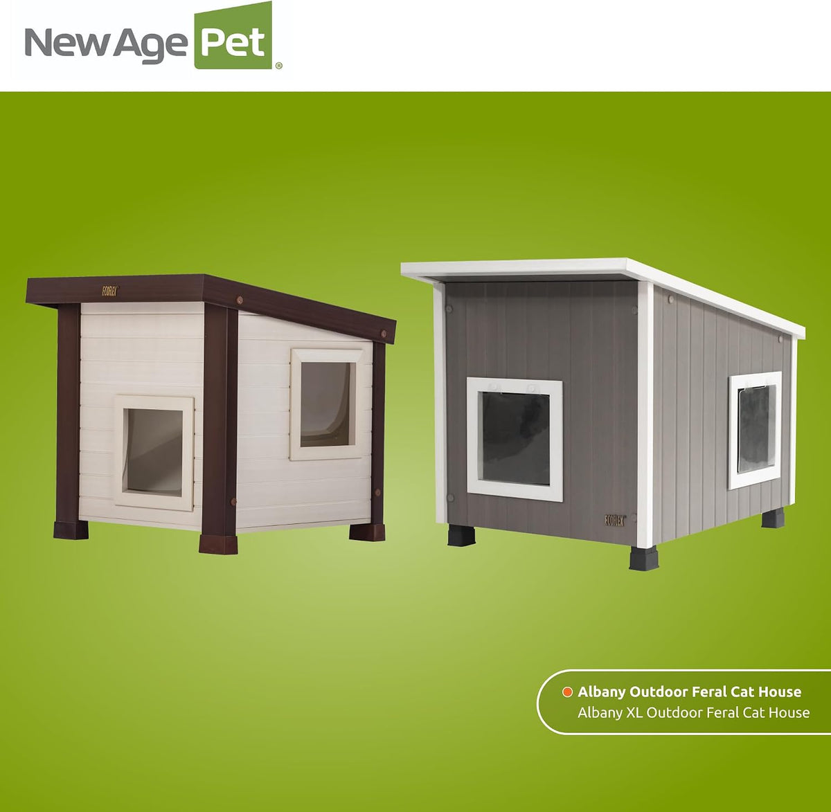 New Age Pet® ECOFLEX® Albany Outdoor Cat House, Maple/Brown