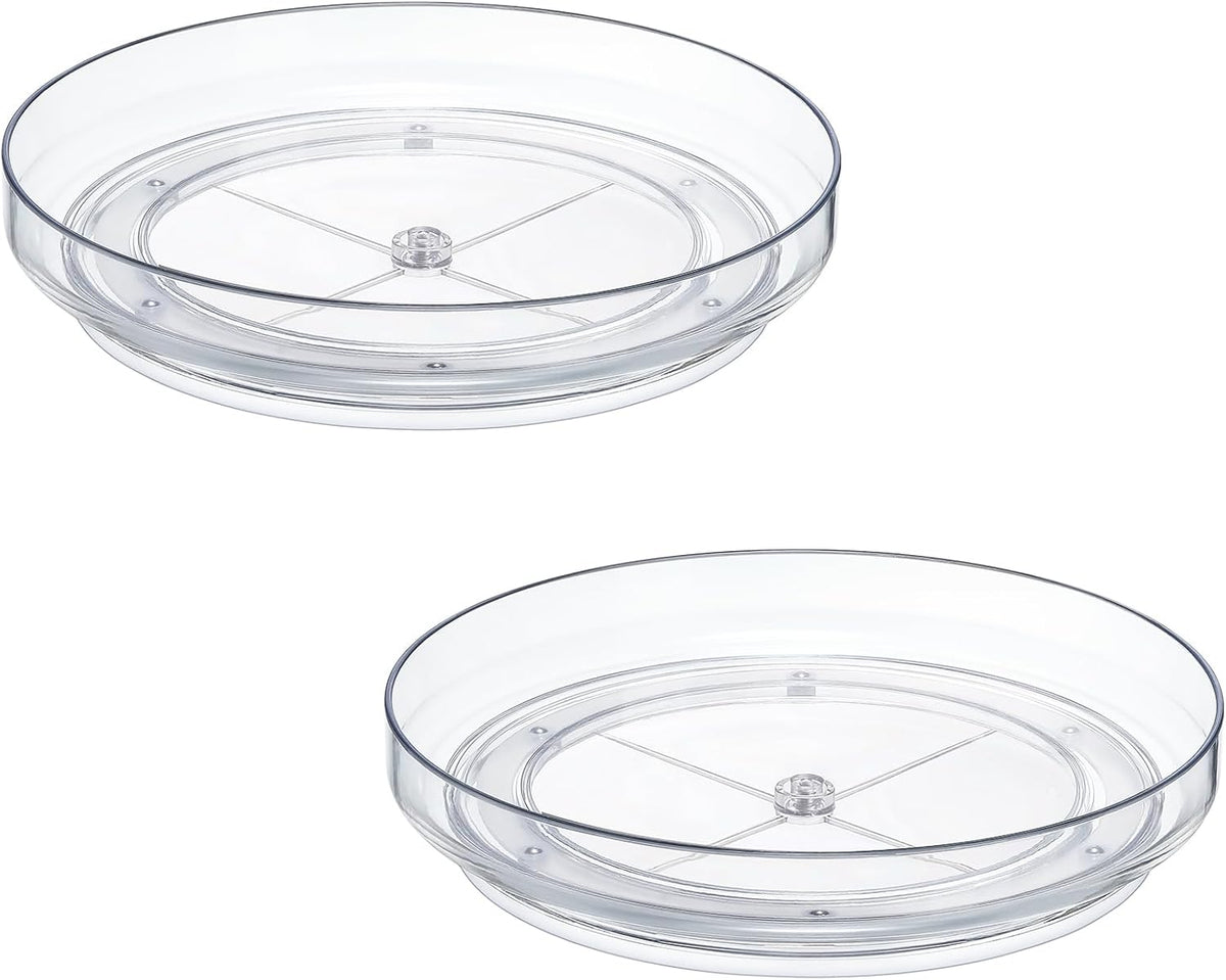 2 Pack 10 Inch Clear Acrylic Lazy Susan 360° Turntable Organizer Spice Rack