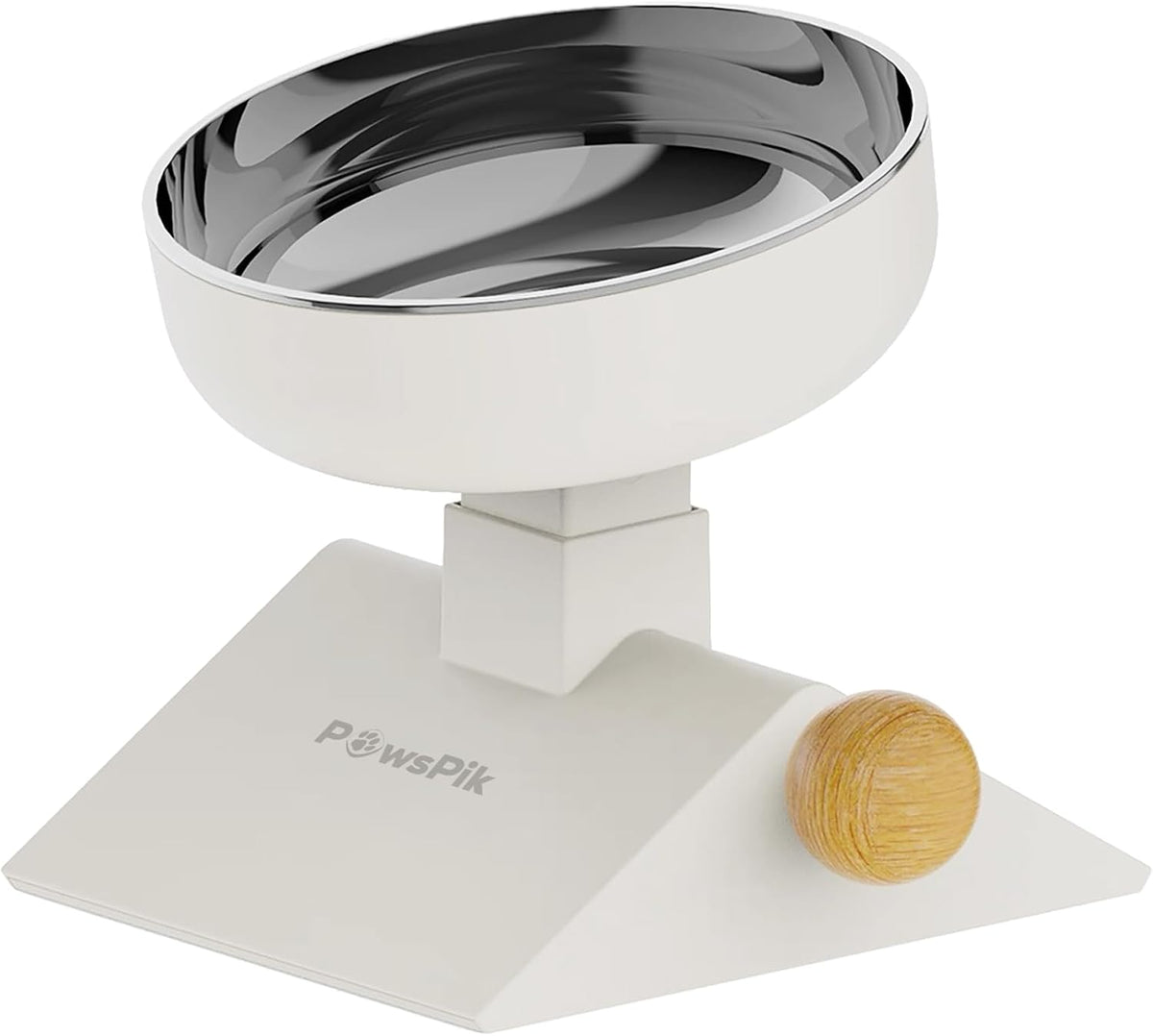 Pawspik Adjustable Height & Angle Elevated Stainless Steel Pet Bowl, 25 Oz