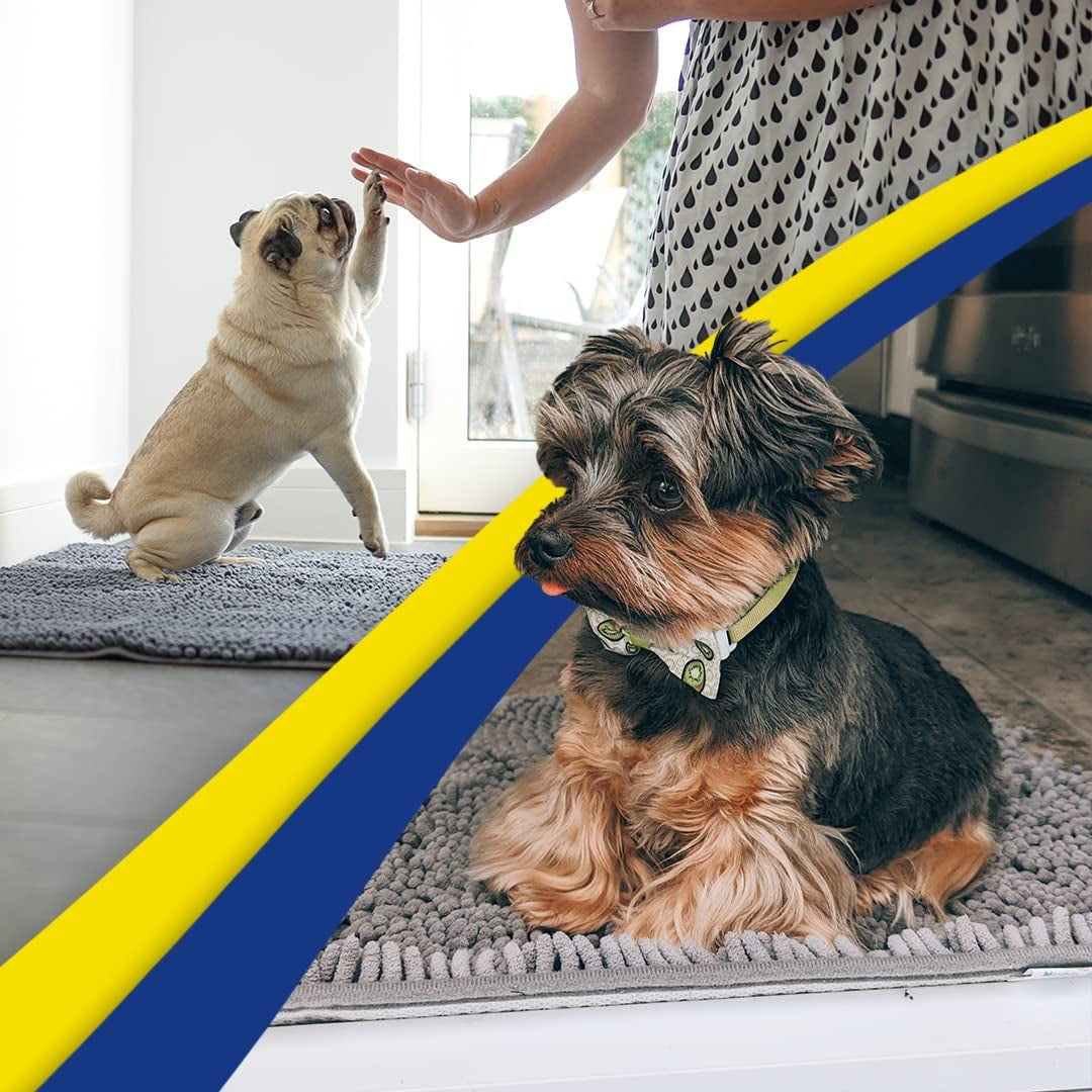 Muddy Mat® | Super Water Absorbent Door Mat Indoor, Microfiber Quick Dry Chenille Entryway Rug, Slip Resistant Front Door Mat, Indoor Mats for Entryway, Machine Washable Pet Rug, Grey 30"X19"