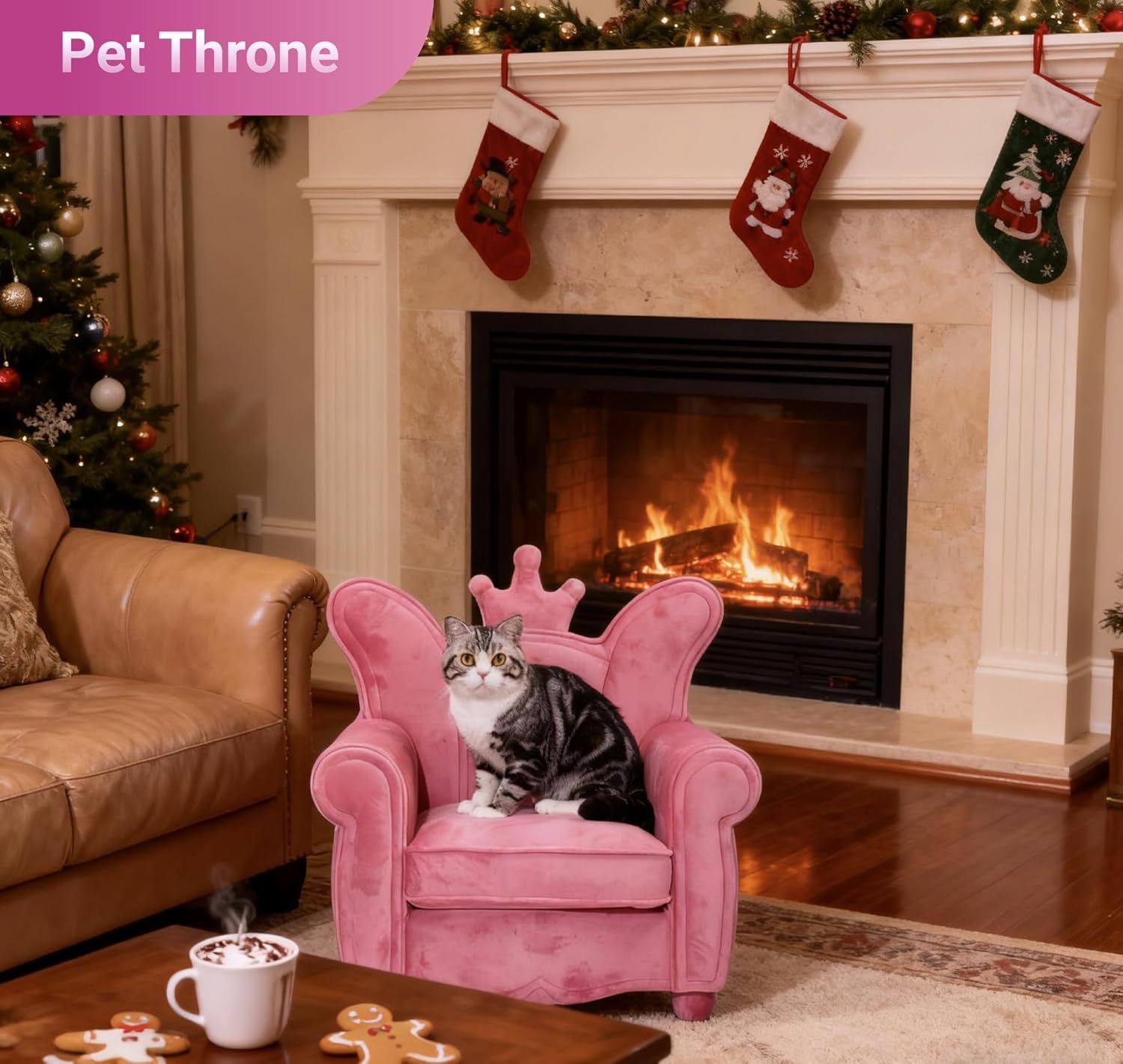 Luxury Pet Sofa – Holland Velvet Dogcat Throne Chair, Pink Princess Style, Cozy & Soft, Washable Cover, Scratch-Resistant & Durable, Perfect for Home Décor & Pet Lovers