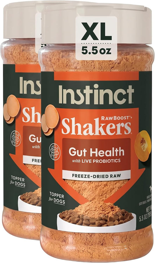 Instinct Raw Boost Shakers, Freeze-Dried Powder, Dog Food Topper, Chicken - Gut Health, 5.5 Oz. Bottle, (Pack of 2)