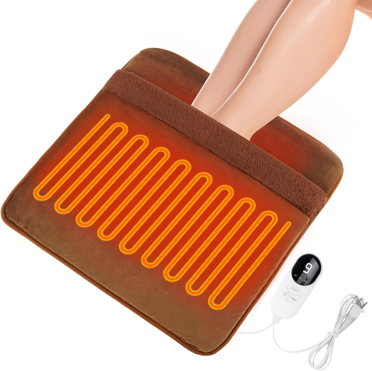 Double Sided Electric Foot Warmer with LCD Display, Heating Pad for Feet