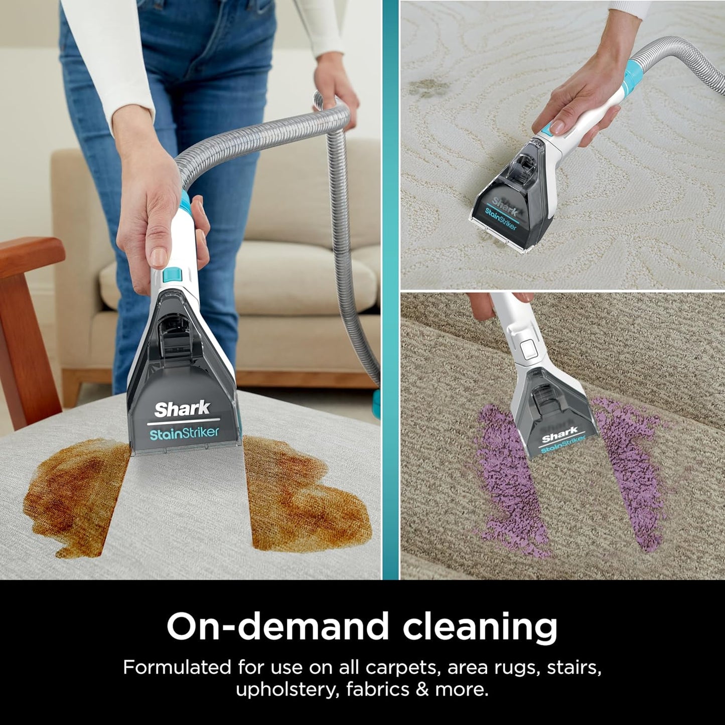 Shark Stainstriker Cleaning Solution Bundle for Portable Cleaners, Carpet and Area Rug Formula, Instantly Eliminates Odors, Includes 32 Oz OXY Multiplier and 16 Oz Deep Clean Solution, PXCMBUNDLE
