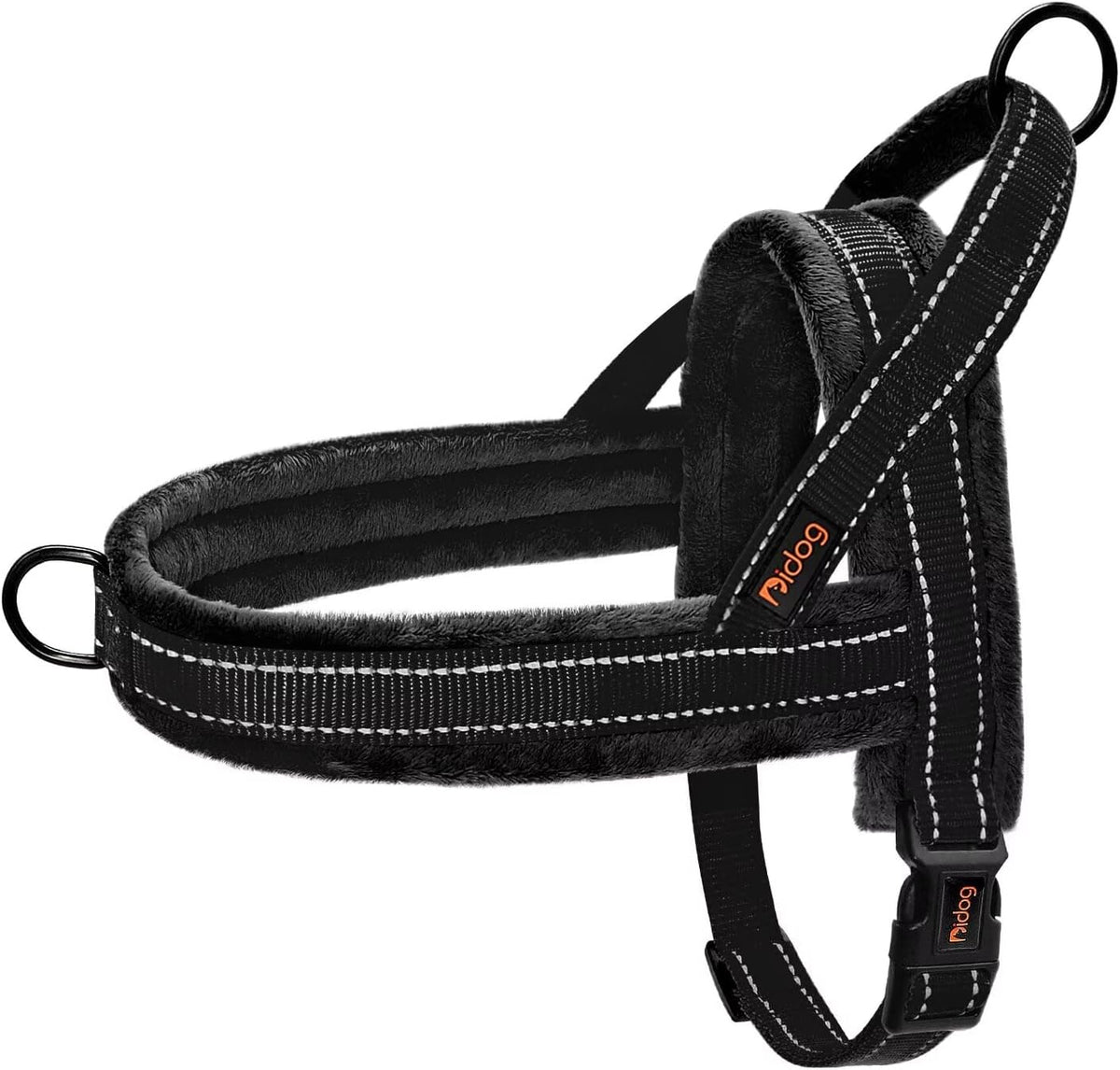 Didog No Pull Dog Harness for Medium Dogs, Soft Flannel Padded, Black, M