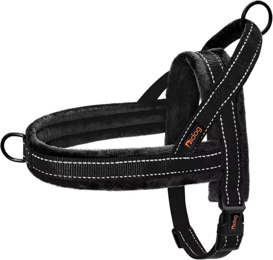 Didog No Pull Dog Harness for Medium Dogs, Soft Flannel Padded, Black, M