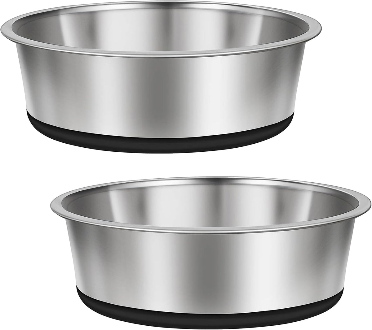 2-Pack Stainless Steel Dog Bowls with Non-Slip Silicone Base, Extra Thick Metal Pet Food Water Bowls, Rust-Resistant Heavy Duty, 30Oz / 60Oz / 84Oz for Small, Medium, Large Dogs (84, Ounces)