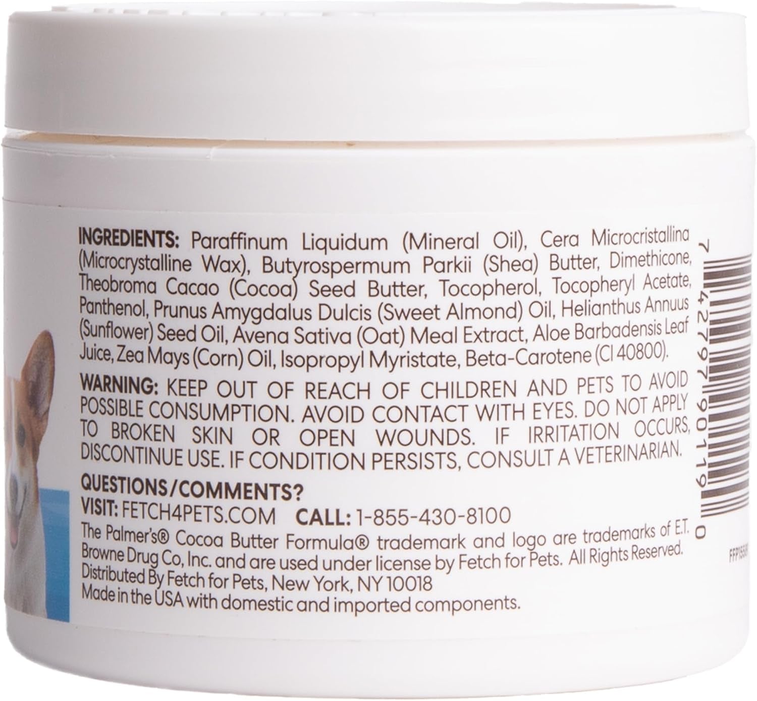 Palmer'S for Pets Cocoa Butter Paw Pad and Nose Balm for Dogs, Fragrance Free Dog Skin Soother with Vitamin E for Dry Paws and Noses, Plant Based Formula, 3.5 Oz