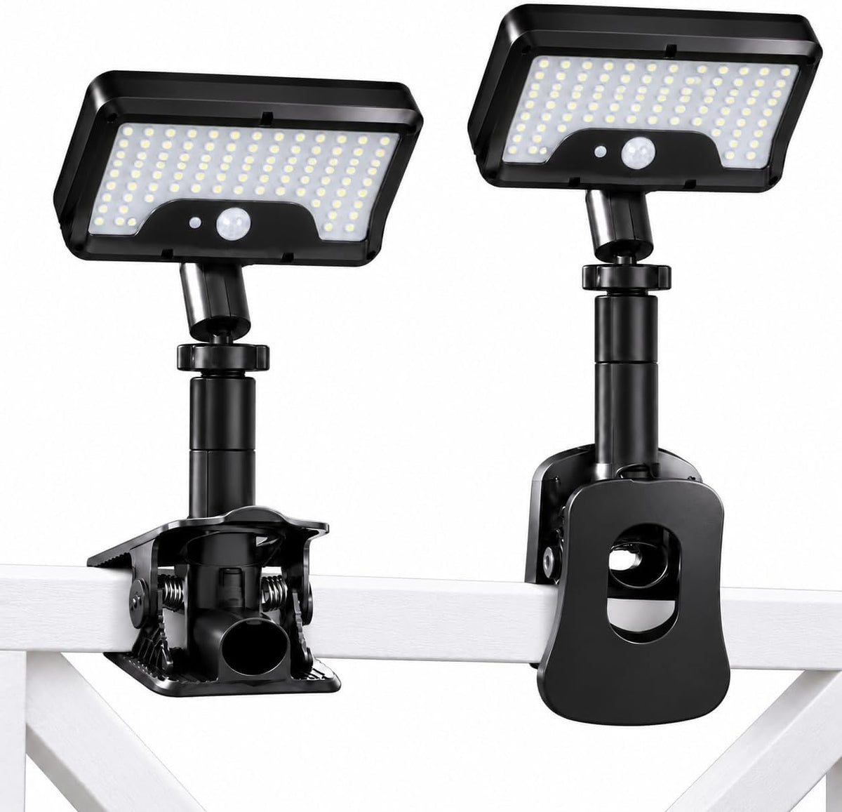 2 Pack Clip on Solar Lights Outdoor with Octopus Tripod, 92 Leds 3 Color Temps & Remote Control, Motion Sensor Fence Lights Solar Powered, IP65 Waterproof Security Light for Deck, Gutter, Camping