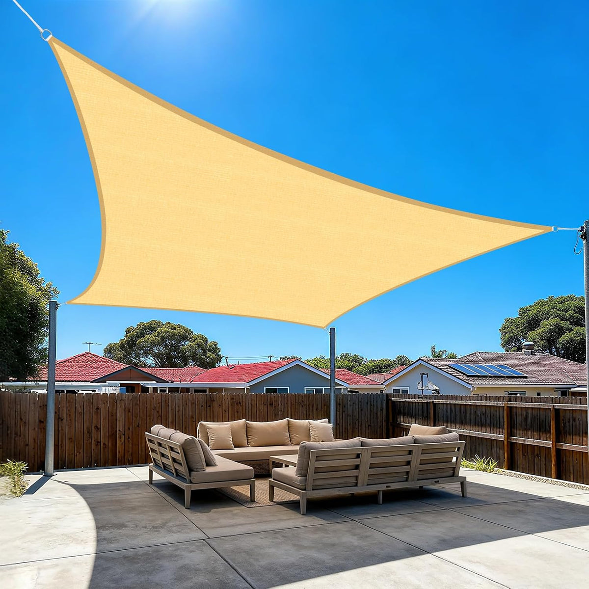 Amagenix 10'X20' Sun Shade Sail Rectangle Curved Edge Sand