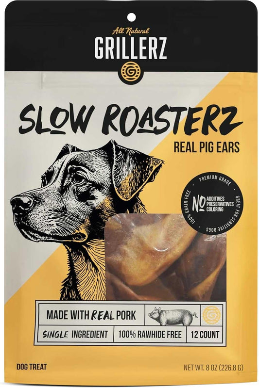 Scott Pet Grillerz Pig Ears for Dogs, 12 Count, Natural Dog Chews, Single Ingredient, High Protein, Easy to Digest, Supports Healthy Teeth, for All Life Stages