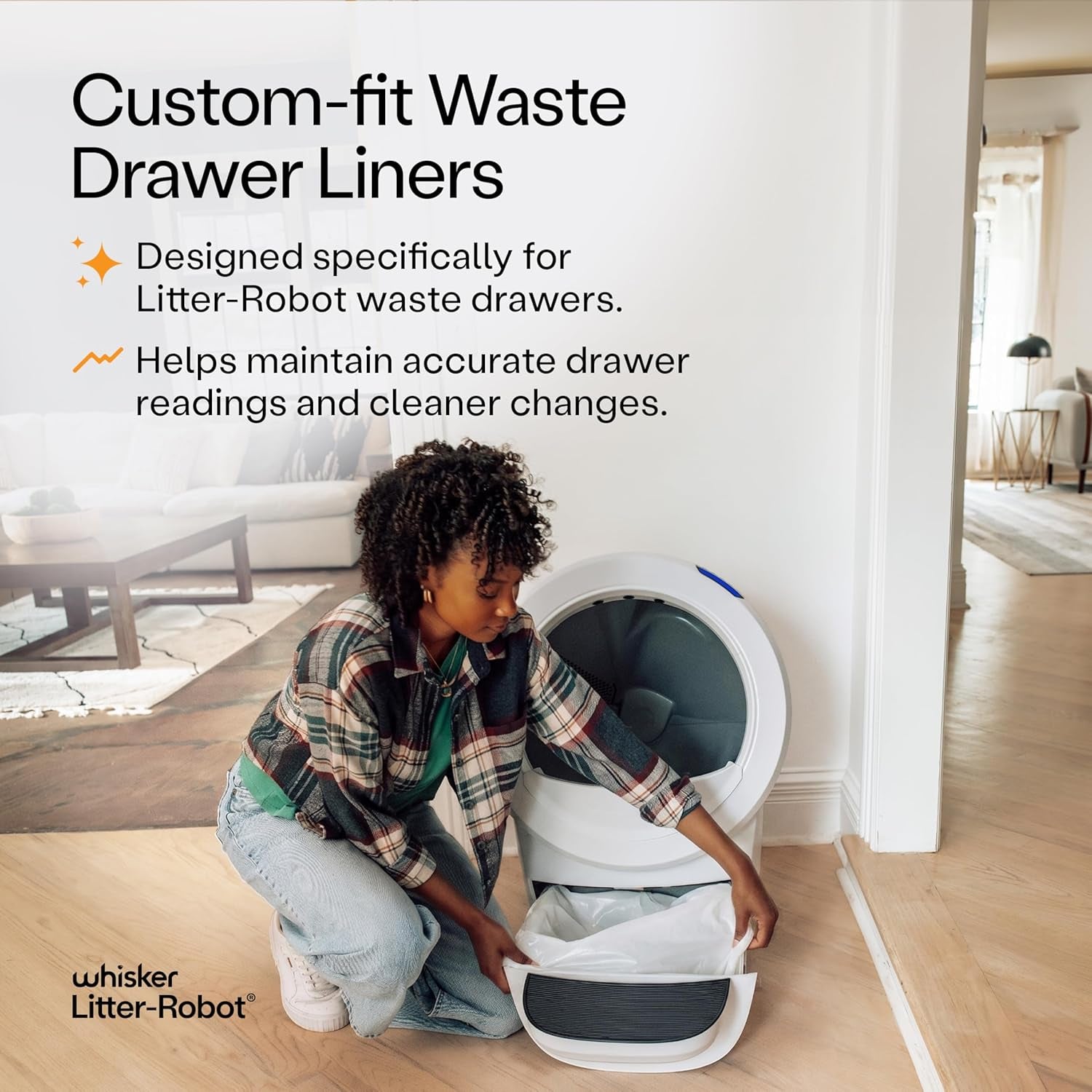Whisker Litter-Robot Waste Drawer Liners, 25 Pack | Litter Box Liners, Custom Fit for Litter-Robot, 9-11 Gallons of Capacity, Quick to Install and Easy to Empty
