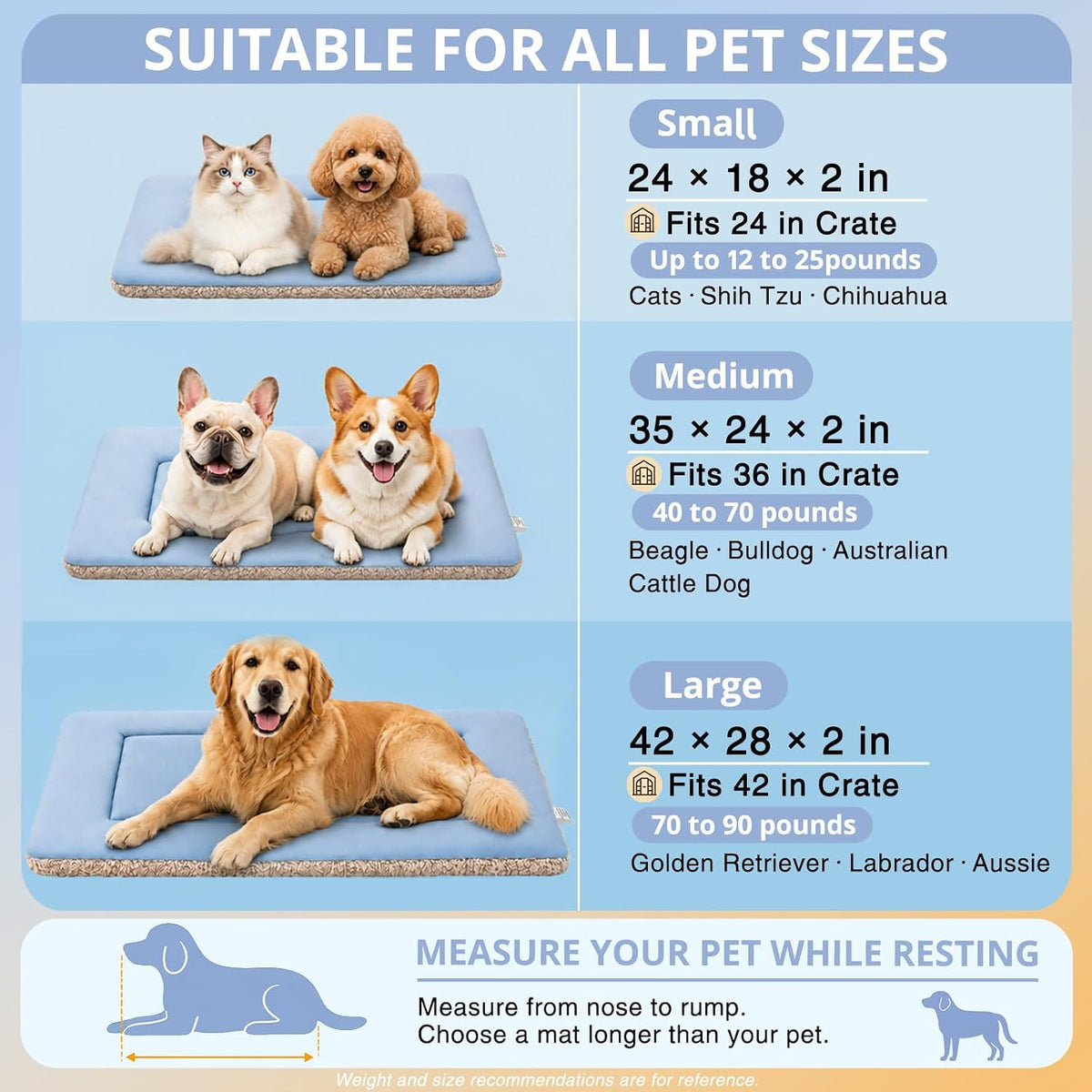 Cooling Mat for Dogs & Cats, Reversible Self Warming Cat Bed, 24"X18"X2"