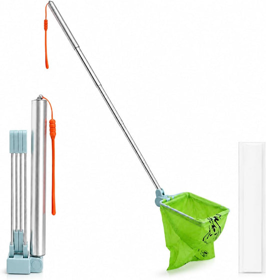 Foldable Dog Poop Catcher, Telescopic No-Bend Pet Waste Bag Holder