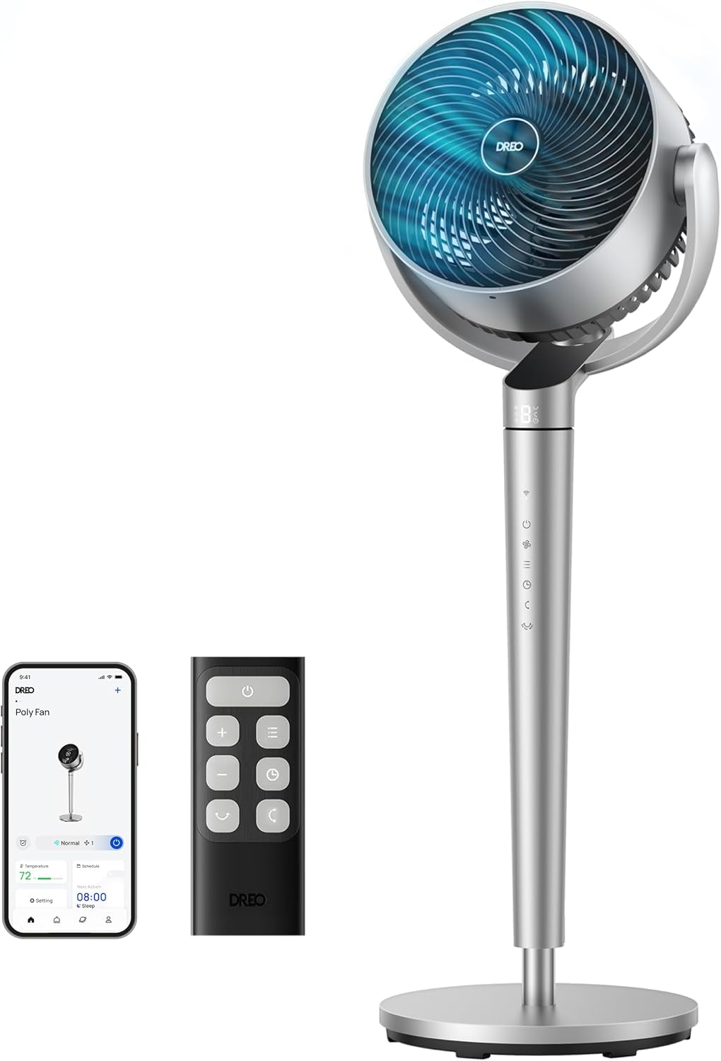 DREO Smart Fan for Bedroom, 110Ft Pedestal Fan with DC Motor