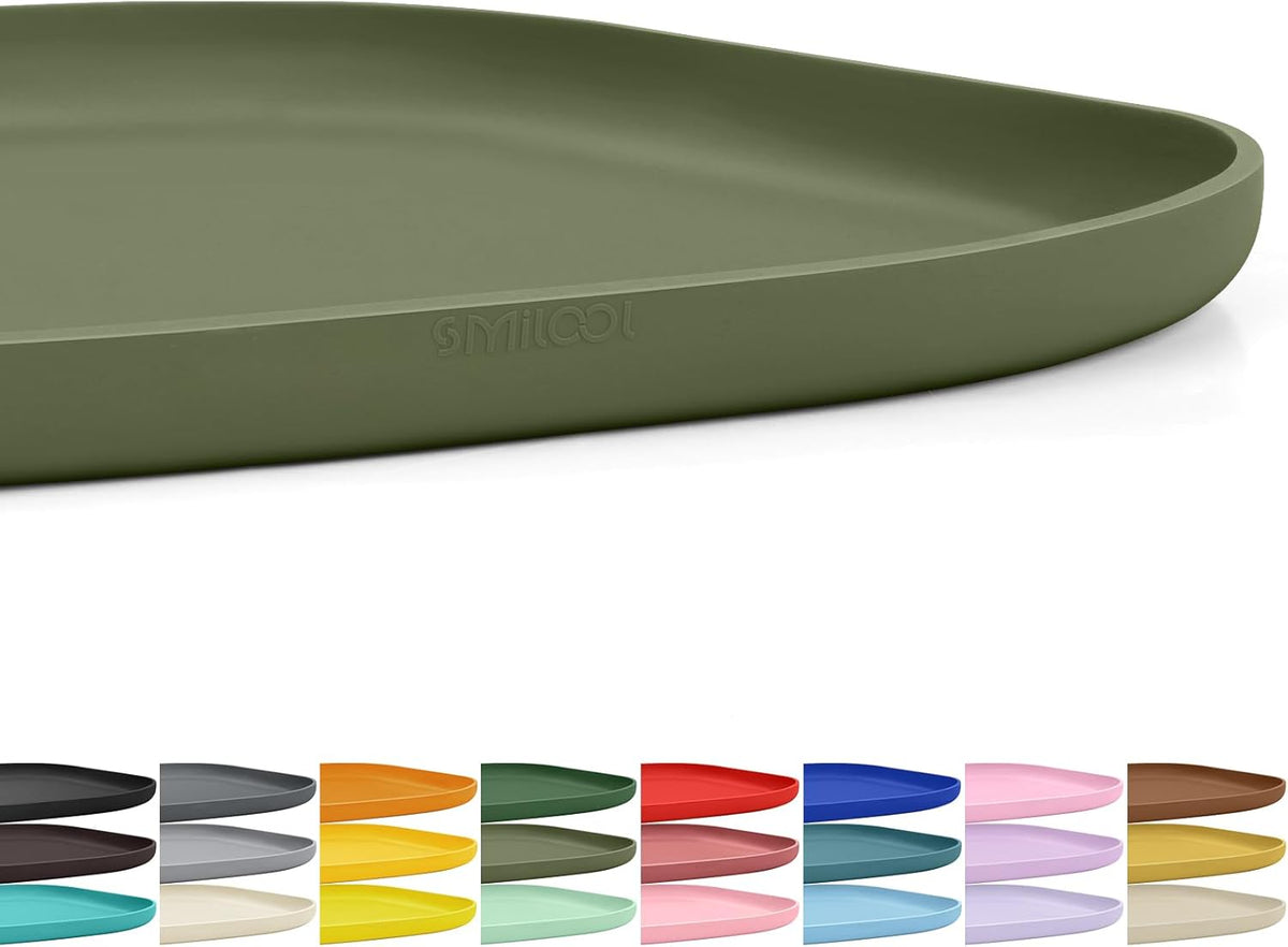 SMILOOL Waterproof Silicone Pet Food Mat with Raised Edge for Dog & Cat