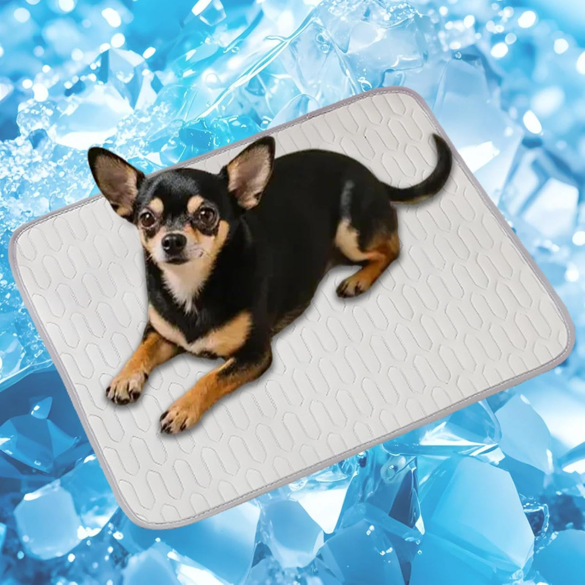Cooling Mat for Dogs, No-Gel Ice Silk Pet Pad(Gray,L)
