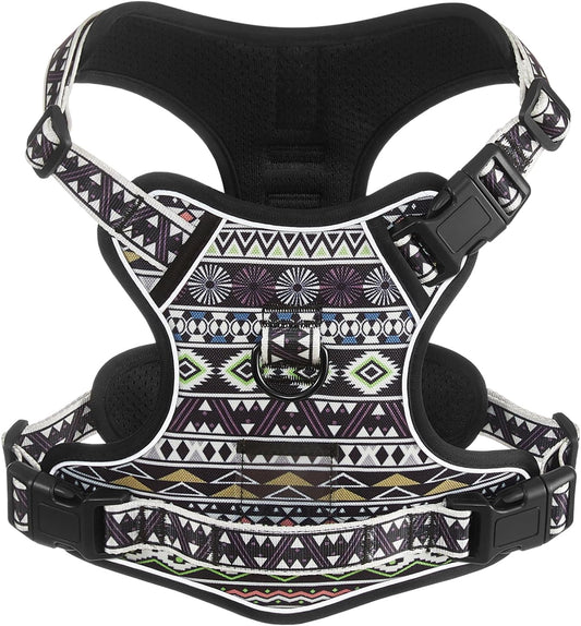 AUNZO Dog Harness Medium Sized Dog, No Pull Pet Harness, Adjustable Dog Vest for Easy Walking, Breathable Oxford Material, Reflective Strips with Metal Front Clip Control, Black M