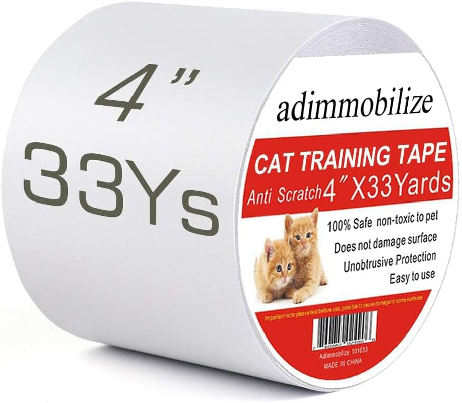 Cat Scratch Deterrent Tape - Anti-Scratch Cat Training Tape for Couch, Furniture, Door, 4" X33Yards, 100% Transparent Clear, Removable, Residue-Free, Non-Toxic