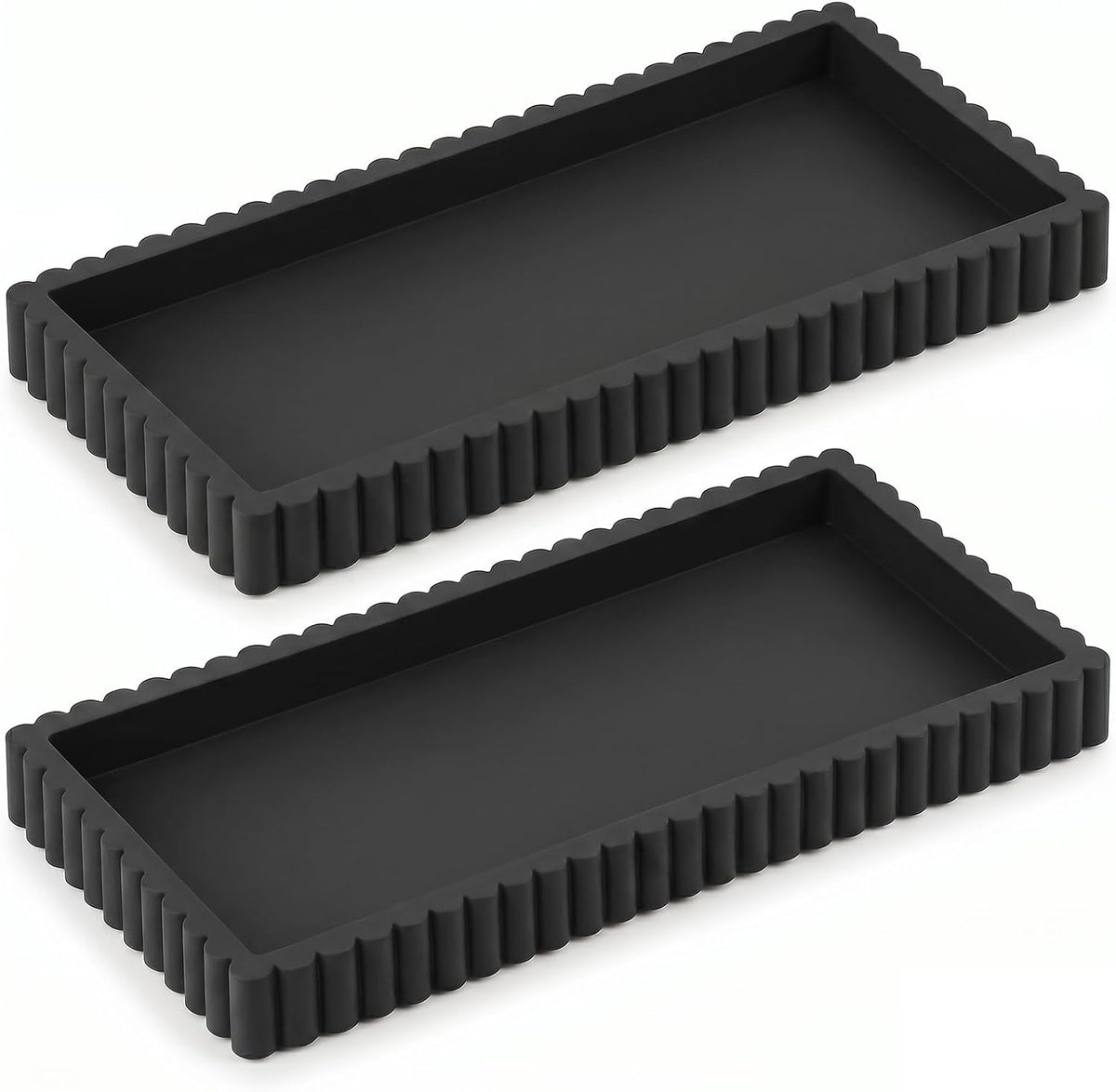 Silicone Bathroom Tray Vanity Organizer Rectangle Scalloped Edge