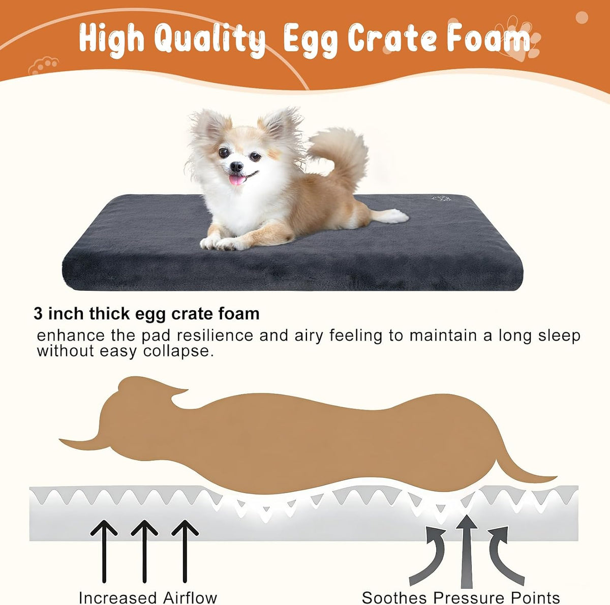 EMPSIGN Dog Bed Mat Crate Pad Mattress, Ultra Soft Pet Kennel, Grey, Small