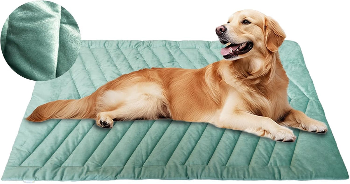 Washable Dog Crate Mat & Cooling Dog Mat Size A(35"X22") Green