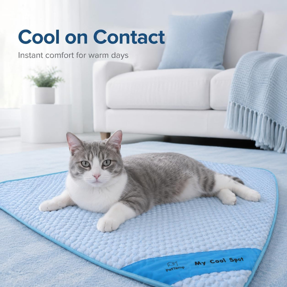 Pet Cooling Mat for Dogs & Cats – Ice-Silk Breathable Washable Foldable Cooling Blanket, Durable Portable Non-Slip Dog Bed for Crate, Kennel, Car & Outdoor Use, Blue 19.7 X 15.7In Small