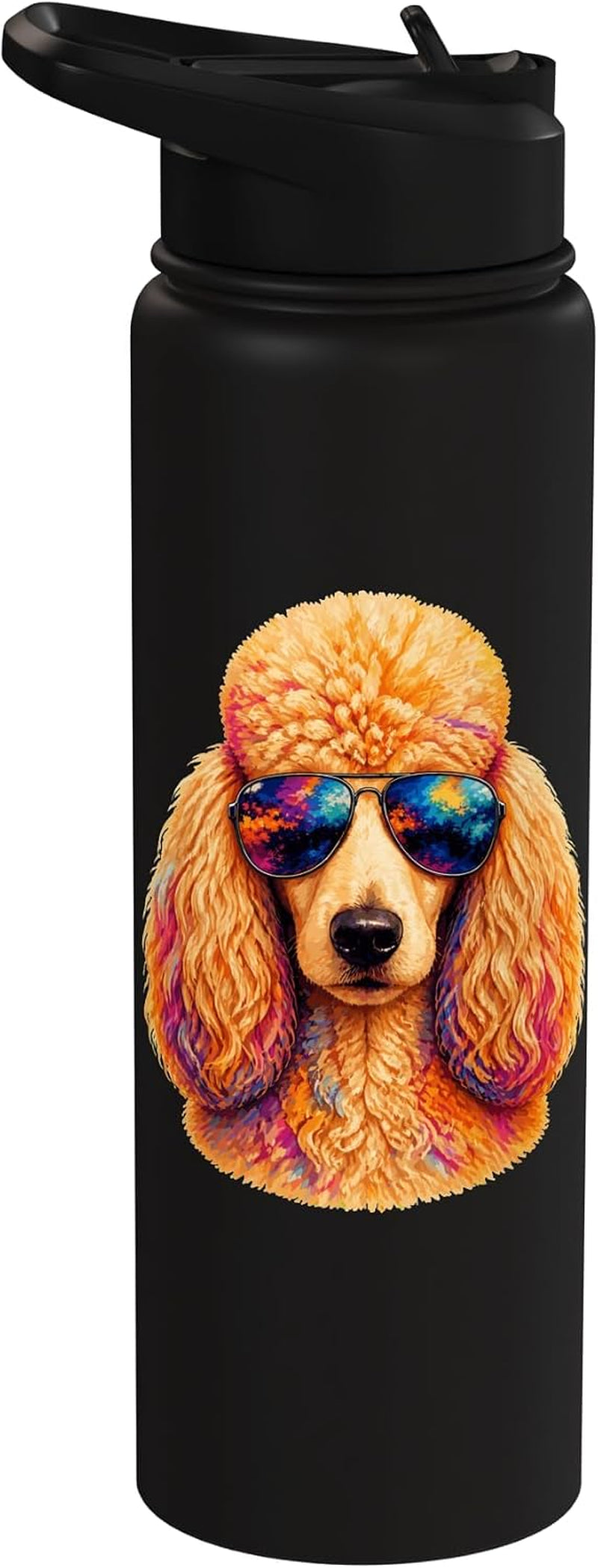 Colorful Poodle Dog Sunglasses Portrait Stainless Steel Insulated Water Bottle