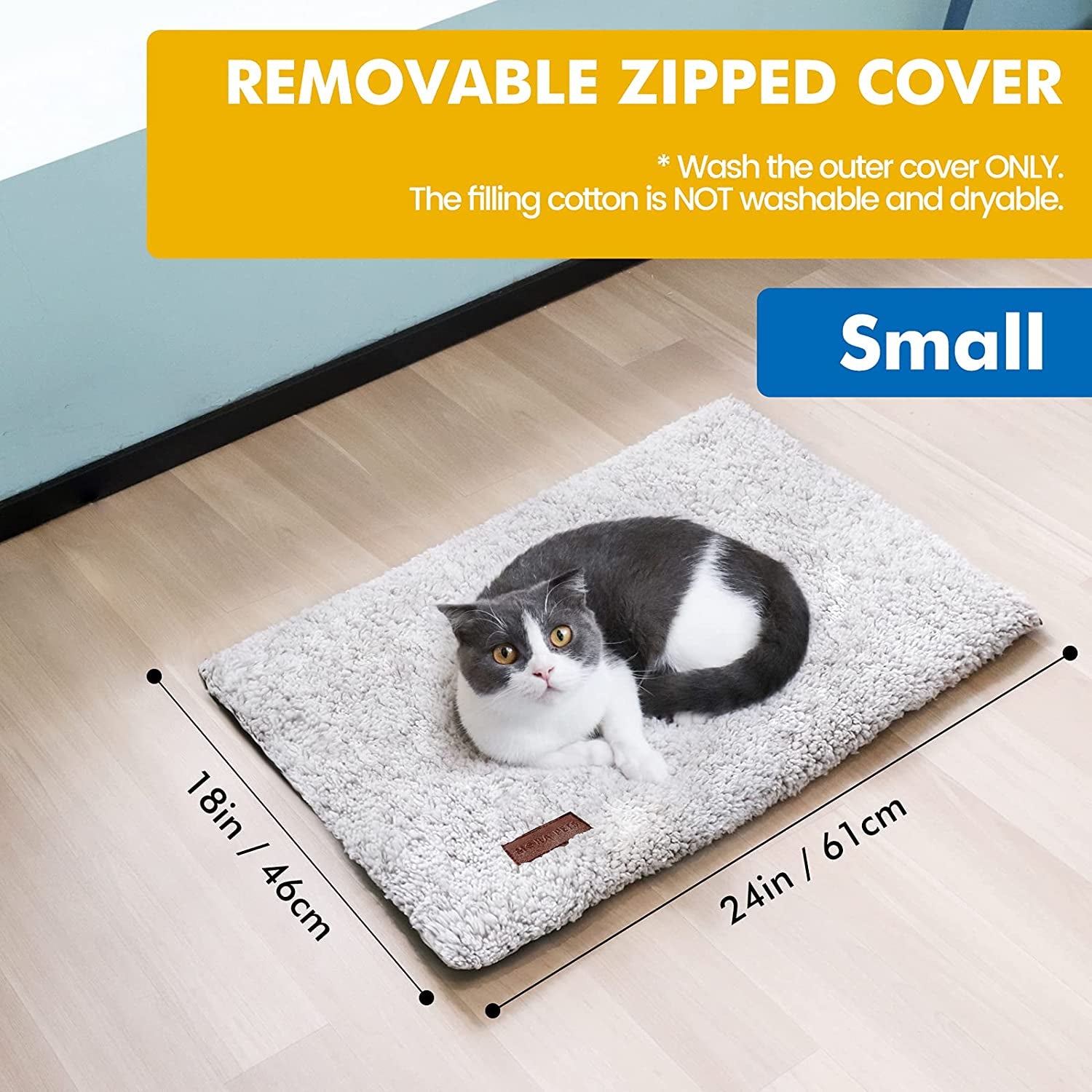 Self Warming Cat Bed Self Heating Cat Dog Mat 24 X 18 Inch Extra Warm Thermal Pet Pad for Indoor Outdoor Pets with Removable Cover Non-Slip Bottom Washable Non Electric