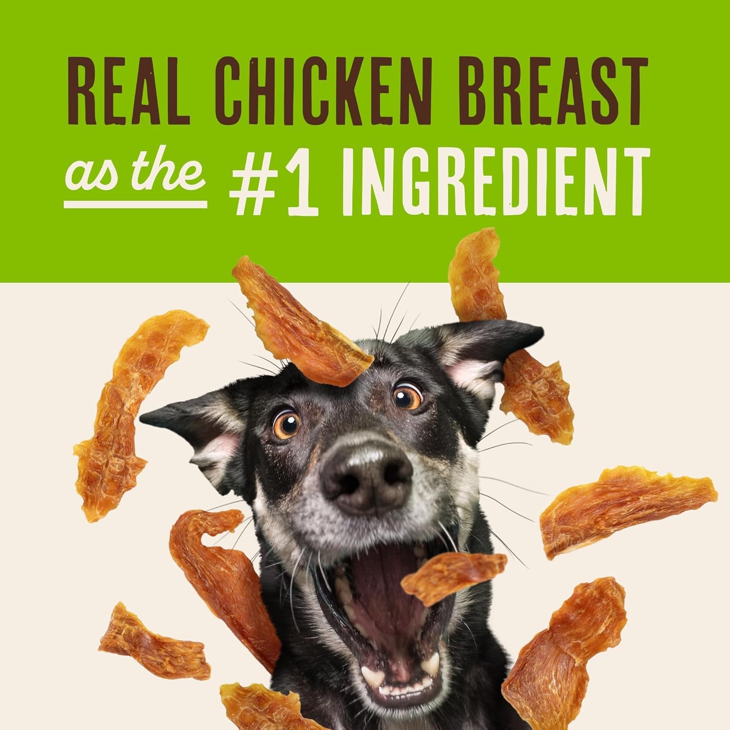 Waggin' Train Chicken Jerky Dog Treats, Made with 100% Real Chicken Breasts, Only Two All-Natural Ingredients, Great High Protein Dog Treat, Easily Digestible for Big or Small Dogs, 30 Oz. Pouch