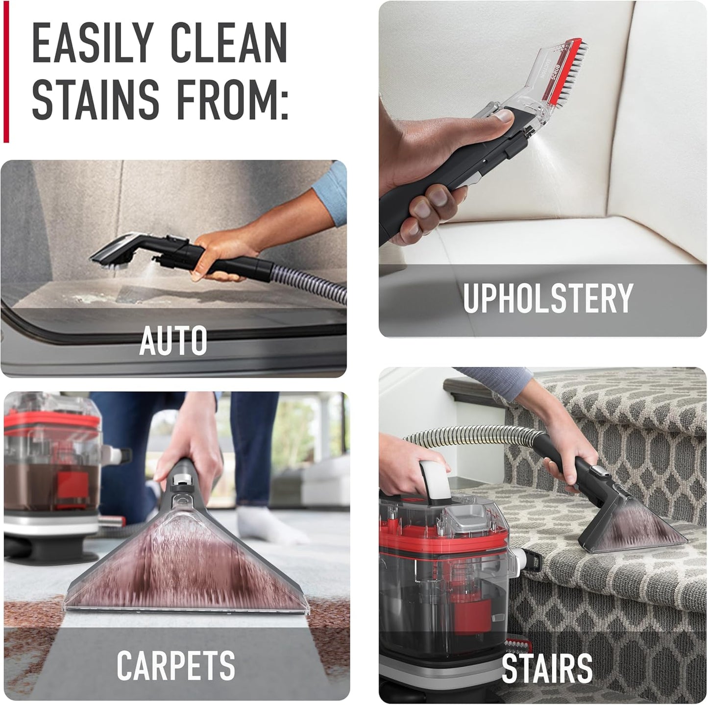 Hoover Cleanslate plus Portable Carpet + Upholstery Spot Cleaner Machine, Powerful Suction with Versatile Tools, Pet Stain Remover, Car and Auto Detailer, Pair with Hoover Carpet Cleaner Solution