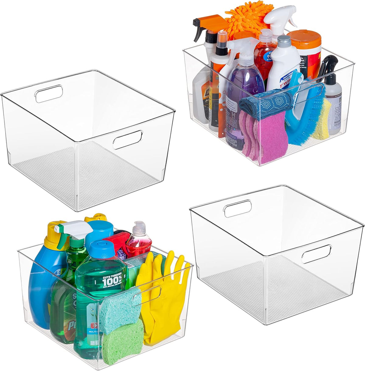Clearspace Clear Plastic Storage Bins for Kitchen, Fridge, Pantry, 4 Pack