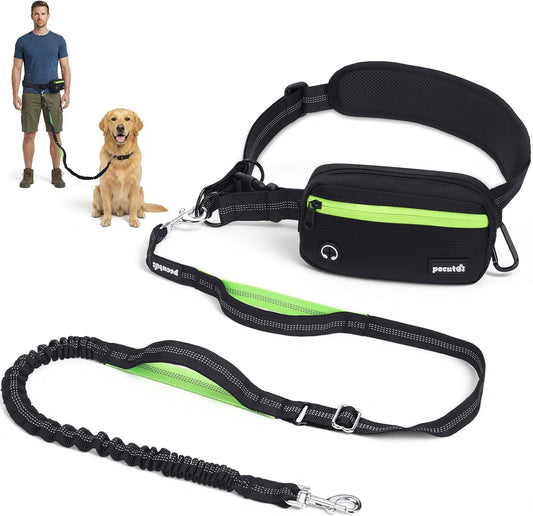 Pecute Heavy Duty Hands Free Dog Leash for Large Breeds with Waist Pouch