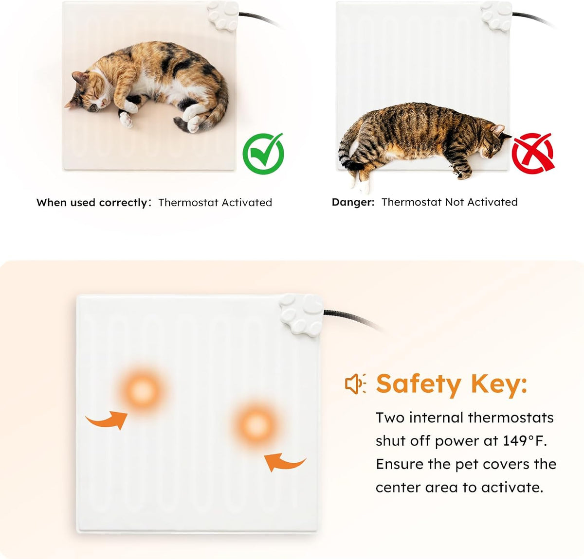 ZOMISIA Cat Heating Pad, Heated Cat Bed Indoor, 11 Temp & 25 Timer Settings