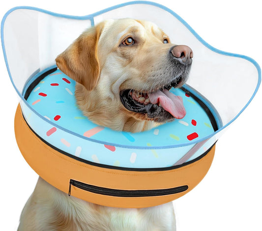 Elevated Inflatable Dog Cone Collar Alternative after Surgery, Dog Donut Collar, Soft Pet Cone to Stop Licking for Small Medium Large Dogs