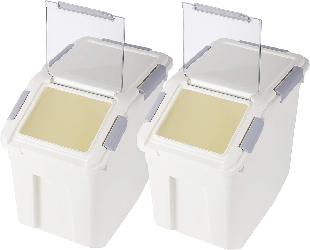 Eontone [2-Pack] 30 Lbs Rice Storage Container, 15L Airtight Food Bin with Wheels for Flour, Pet Food