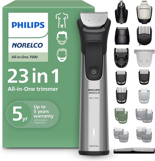 Norelco Philips All-In-One 7000 23-In-1 Trimmer, Face, Hair & Body, Steel