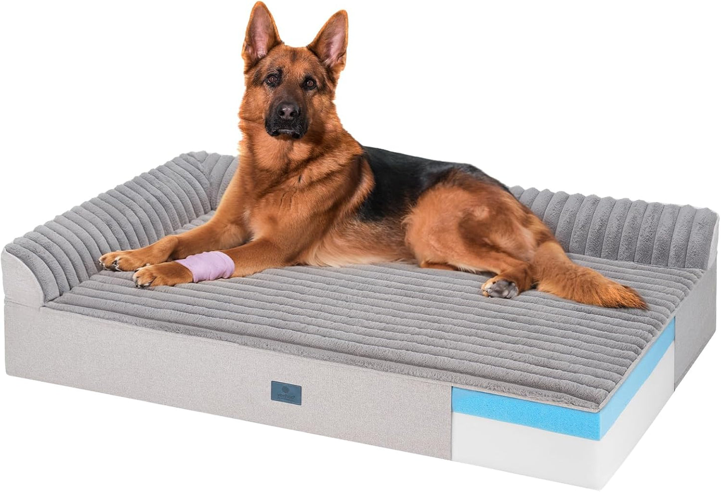 Veehoo Orthopedic Dog Bed for Large Senior Dogs, 7 Inch Thick XXL Memory Foam Dog Bed with L Shaped Bolsters, Orthopedic Pet Couch with Waterproof Liner & Removable Washable Cover, 52"X36"X7"