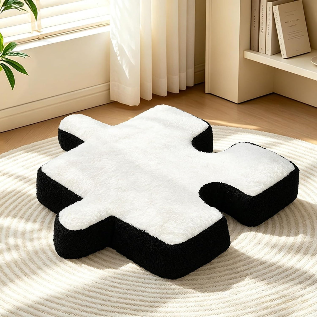LANPU Puzzle Shape Floor Pillow, Plush Seat Cushion for Couch and Bed