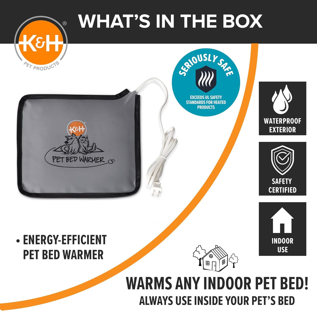 K&H Pet Bed Warmer, Safety Listed, Cat Heating Pad, Small 10.25X9.25In Gray