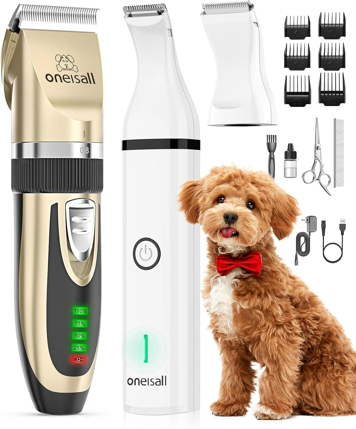 Oneisall Dog Clippers and Paw Trimmer Kit for Small Large Dogs Cats