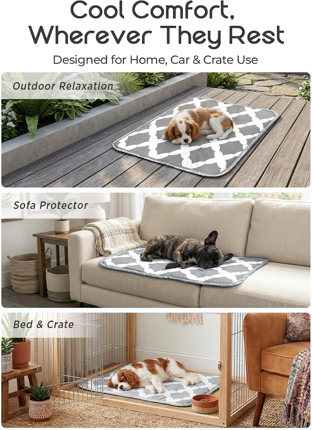 Furrybaby Cooling Mat for Dogs,Stylish Patterns,Self Cooling Indoor Outdoor