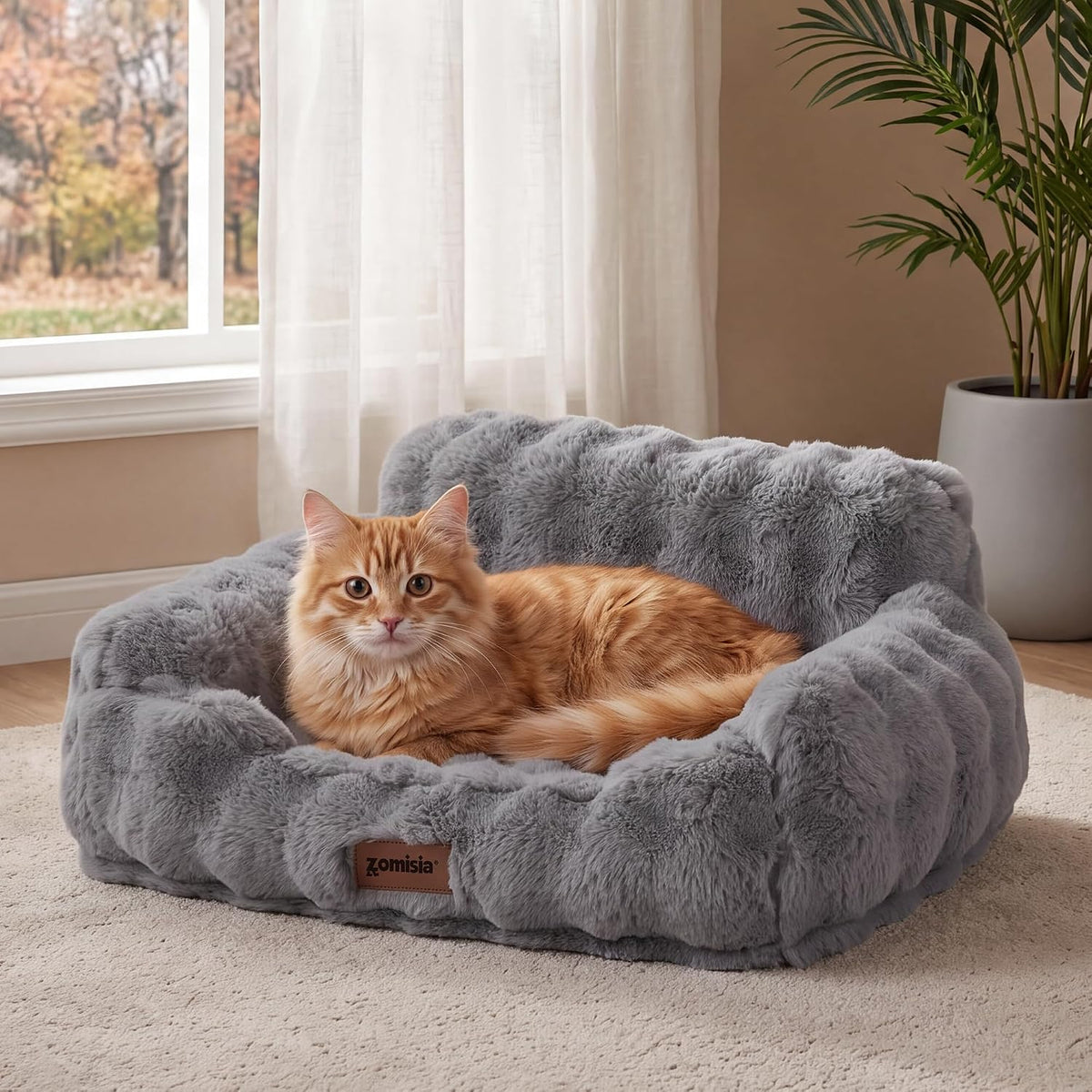 ZOMISIA Orthopedic Cat Couch Bed for Indoor Cats, Removable Washable Cover