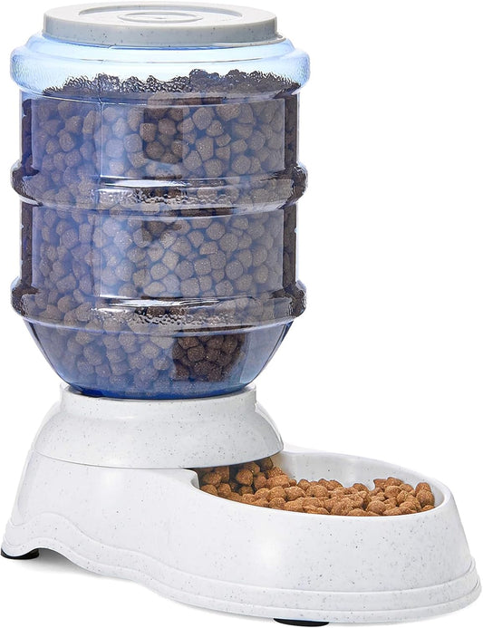 Amazon Basics Gravity Pet Food Feeder for Dogs and Cats, Easy to Clean, Easy to Fill, Removable Lid, 152Fl.Oz Capacity, Small