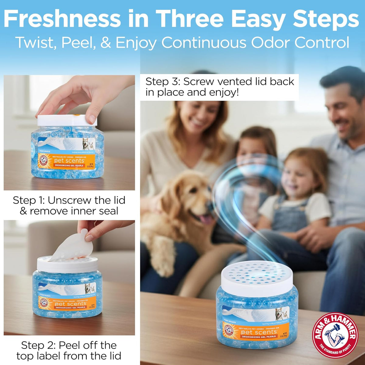 Arm & Hammer Pet Scents Deodorizing Gel Beads, Fresh Breeze, 12 Oz