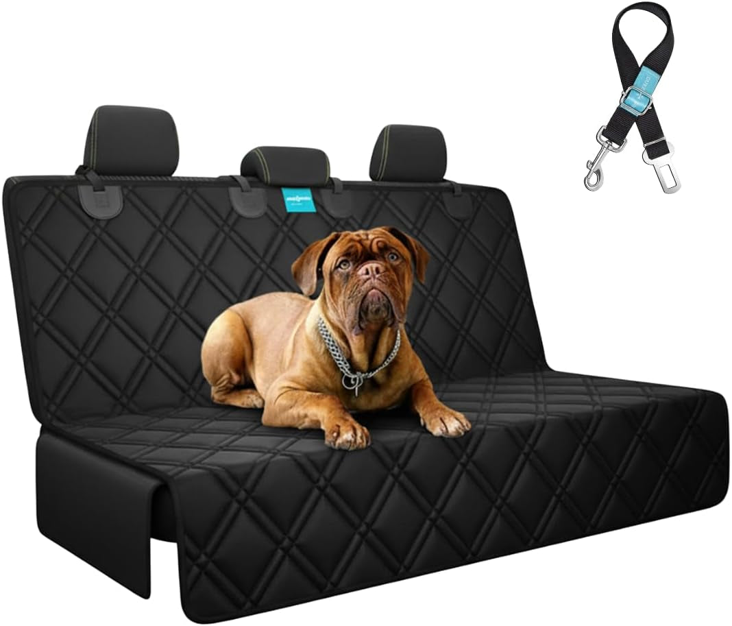 Hammock Backseat Protector Waterproof Scratchproof for Dogs Durable against Dirt & Pet Fur Nonslip Washable Pet Car Seat Cover + Seat Belt Leash Included
