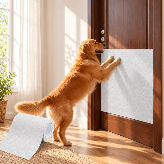 Dog Door Scratch Protector - Pet Scratching Pad & Nail File Board, White
