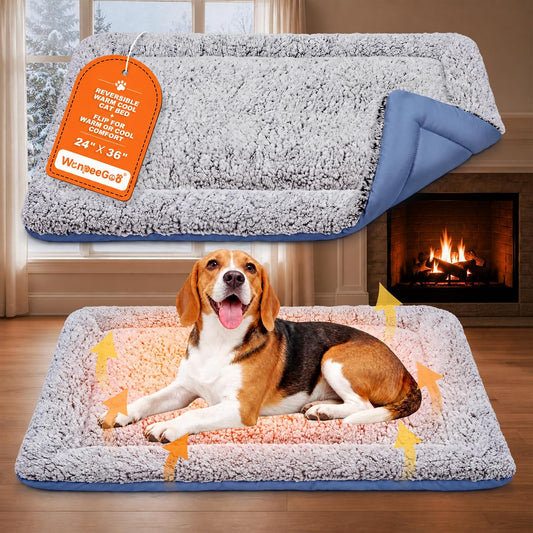 Self Warming Cat Bed, Reversible Cooling Mat for Cats, Dark Blue, 24X36 In