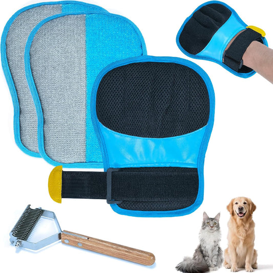 2-Pack Pet Hair Removal Gloves for Dog & Cat, Electrostatic Deshedding Mitt